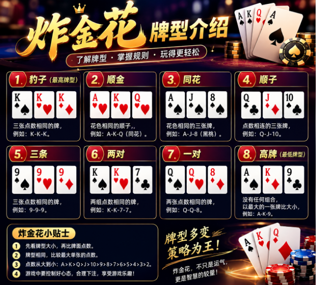 炸金花牌型介绍